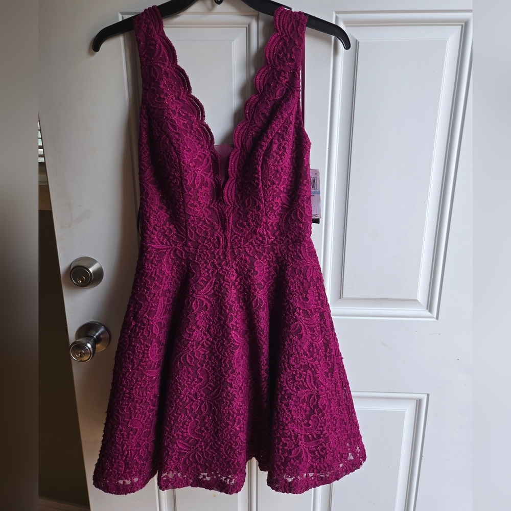 City Studio Sparkle Sherry Dress sz 5 Burgundy